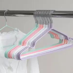 공간활용 슬림형 철체 옷걸이 5P 파스텔 논슬립 코팅 옷장정리 철제옷걸이 옷가게옷걸이