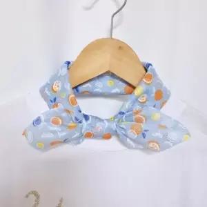 쁘띠스카프 손수건 새콤과일 아사면 블루 빅사이즈 스카프 스카프빕 여성손수건