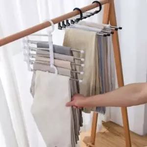 머플러옷장걸이 접이식옷걸이 5단 바지걸이 블랙 바지옷걸이 접이식바지걸이