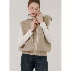 막스까르띠지오 후드 울혼방 부클 패딩 베스트