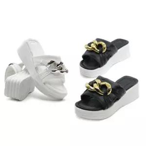 체인장식 키높이 슬리퍼 쿠셔닝 미끄럼방지 패션신발 여성슬리퍼 여름슬리퍼