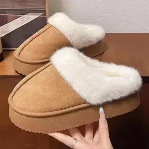 겨울 여성 슬리퍼 사무실 통굽 방한 털 퍼 슬리퍼 실내털슬리퍼 키높이털슬리퍼