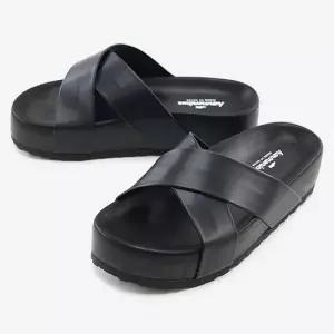 남녀공용 엑스스트랩 키높이 블랙 슬리퍼 커플신발 겨울슬리퍼 여성털슬리퍼