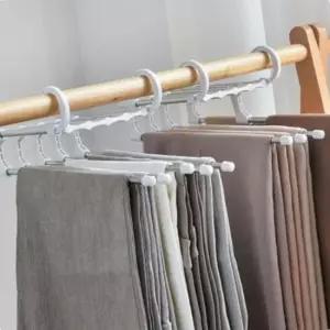 머플러옷장걸이 접이식옷걸이 5단 바지걸이 화이트 바지옷걸이 접이식바지걸이