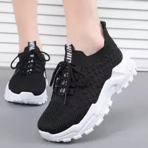 여성 키높이 운동화 통기성 메쉬 레터링 어글리슈즈 여성운동화 플랫슈즈 슬립온 단화