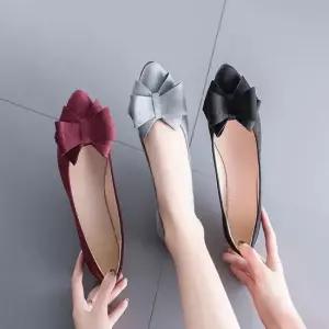 여자 3컬러 스웨이드 플랫슈즈 리본 플랫로퍼 구두 여성플랫슈즈 플랫로퍼 캐주얼로퍼