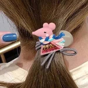 목도리 라이트브라운 쥐 여성머리끈 머리고무줄 여성머리끈 유아머리끈 여아머리끈