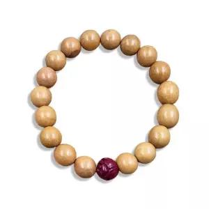 경면주사 복숭아 나무 염주 팔찌 우드) 염주팔찌 염주 불교팔찌 불교 나무염주 경면주사