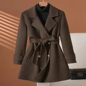 여성 하프코트 양모 반코트 아웃포켓