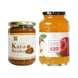 카야잼 브라운 400g 초록원 사과잼 1kg 베이킹 전자렌지 빵 오븐 에어프라이어 카페