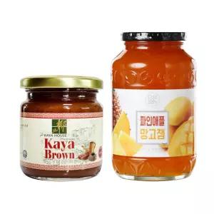 카야잼 브라운 240g 초록원 파인애플망고잼 1kg 베이킹 빵 전자렌지 제과점 오븐 카페
