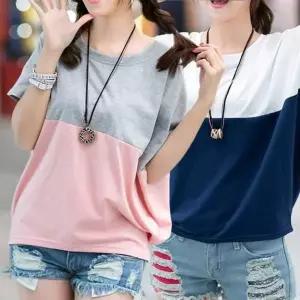 [셀러에이드]핏 루즈 가오리 여름 2장 세트 반팔 티 단가라