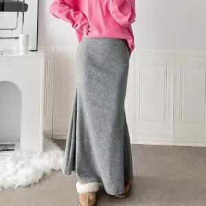 여자 기모치마 머메이드 골반핏 겨울 롱스커트_3