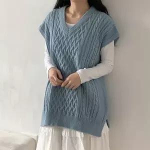 여자 피셔맨 언발 루즈핏 힙커버 니트조끼_3