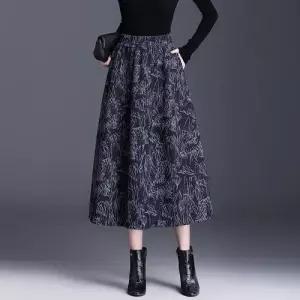 스커트 롱 가을 오피스룩 여성 A라인 하객 밴딩 우산 플리츠 BE3