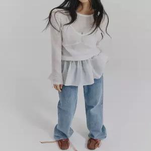 [모어렌][모어렌] [MADE] 베니 시스루 프릴 레이어드 원피스 [top0665]