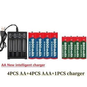 새로운 1.5V AA9800mAh+AAA8800mAh+USB충전기 1.5V, 충전식 니켈 수소 배터리, 전자 장난감, 카메라 배터리