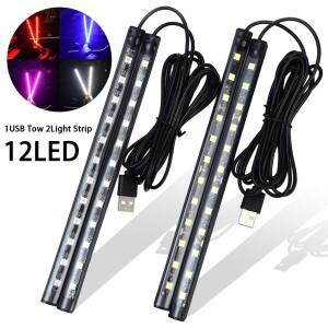 USB 자동차 무드등 12 LED 차량 발밑 백라이트 네온 라이트 스트립 범용 인테리어 장식 액세서리 앰비언트