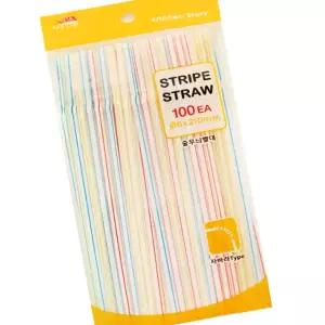 줄무늬 종이빨대 100개입 쥬스빨대 어린이집빨대 카페용빨대