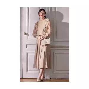 여성용 치마 롱 가을 플레어치마 플리츠 하이웨스트 시폰 데일리룩 쉬폰 ST3