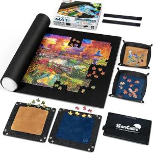 산칼리 대형 퍼즐 매트 롤업 직소 보관 46 x26 펠트 최대 1500 1000 500개 트레이 4개 포함 플레이어용