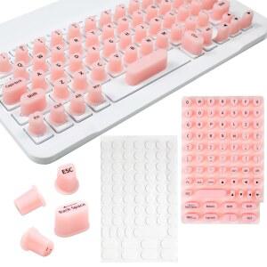 [미국배송] 키보드용 롱 네일 스티커 - 네일용 글자가 있는 접착식 올림 실리콘 스티커 노트북/PC에서 편안하게 타이핑할 수 70개의 범용 타이핑 보조 도구 및 키 스티커(핑크)