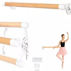 일리야파 발레 바레 베어 포 홈 - 운동 및 스트레칭을 위한 목재 조절식 월 마운트 바 댄스 장비 파우더