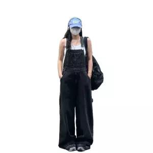 오버롤 멜빵 블랙 빅사이즈 점프슈트 팬츠 여성