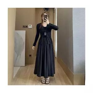 스커트 롱 니트 여친 하객 프렌치 촘촘하게 짜여 슬림핏 BE1