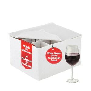 LAMINET 퀼트 와인 글라스 보관 케이스 - 최대 12개의 /톨 /스템웨어 잔 화이트