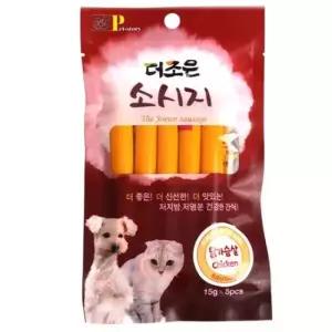 강아지 고양이 햄 닭가슴살 소세지 5p 10개 강아지 강아지간식 강아지져키 애견소세지