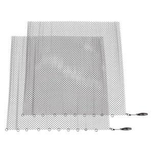 2팩 벽난로 메쉬 스크린 커튼 장식용 스크롤 디자인 스파크 가드 체인(2개의 당김, 걸이식 교체용 ) 가정용 목재 연소 벽난로(24 * 20인치)