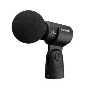 Shure MV88+ 스테레오 USB 마이크 - 보컬 및 악기 스트리밍 녹음을 위한 콘덴서 마이크, 맥 윈도우 호환, 실시간 헤드폰 모니터링 출력, 여행 친화적 블랙
