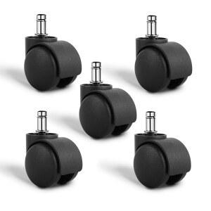 데일리다 사무실 의자 바퀴 교체용 서클립 스템은 카펫과 바닥의 롤링 스툴 게이밍 의자를 위한 99% 세트인 5pcs 헤비 듀티 음소거 유니버설 캐스터 2인치 회전 캐스터에 맞습니다