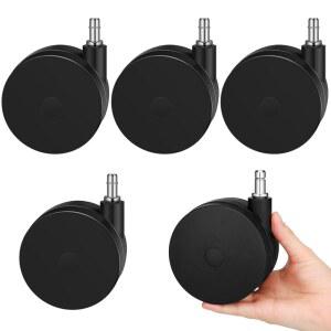 CroBlissful 5개 4인치 카펫용 초대형 의자 바퀴 무거운 사무실 트윈 캐스터 교체 가구용 7/16 x 7/8 그립 링 하드우드 바닥 컴퓨터 책상 안전 회전 바퀴(블랙)