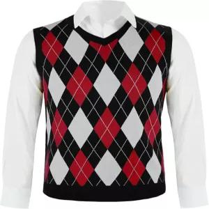 칼리윈도 남성 아가일 스웨터 조끼 마름모 민소매 브이넥 니트 풀오버