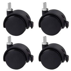 길드리 나사산 캐스터, 교체용 M8-1.25 회전 스템, 잠금 브레이크가 있는 사무용 의자 바퀴 트윈 캐스터 4개 세트