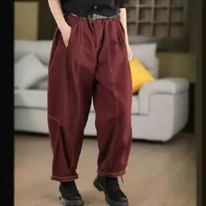 여성 바지 면 가을 캐주얼 빈티지 면바지 쭈리 린넨 입체 하이웨스트 슬림핏 admr3