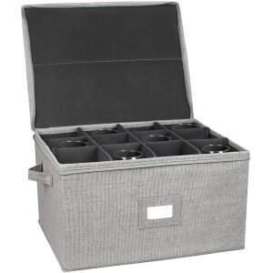 중국 보관 세트, 접시 및 운반을 위한 하드 쉘 4피스 보호 커피 머그 찻잔에는 접시와 쌓을 수 있는 라벨 창이 있음, 펠트 플레이트 디바이더(와인 글라스 보관)