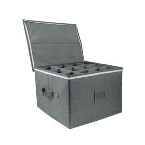 옥스그카오 접이식 와인잔 정리함, 수납공간 및 손잡이 크리스탈 샴페인 홀더 스태커블 하드 쉘 보관 케이스 포함