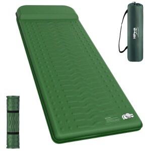 하이피크 메모리 슬리핑 패드, 베개가 있는 컴팩트 두꺼운 폼 매트, 9.5 R-값 단열 캠핑 매트리스 간편한 팽창 및 수축, 배낭 여행용 하이킹 카 텐트용 풍선 수면 매트