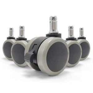 사무용 의자 브레이크 트윈 캐스터 휠, 유니버설 핏 2인치 교체, 부드러운 무소음 게이밍 의자, 스위벨 푸시체어 DIY, 다크 그레이(5종 세트)