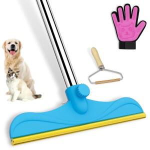 반려동물 털 제거 도구용 Eearsan 3 in 1 카펫 갈퀴 키트 - 45 u201D 조절 가능한 긴 손잡이 제거기, 재사용 스크래퍼 개 고양이 딥 헤어 클리너 러그, 매트, 소파, 가구용 도구