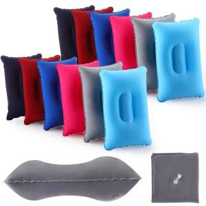 Geelin 12팩 풍선 여행용 베개 사각형 플록드 패브릭 에어 초경량, 여행, 캠핑, 하이킹, 낮잠, 책상 받침대, 목 지지대(13.39인치 8.66인치)에 컴팩트하고 편안함을 제공합니다