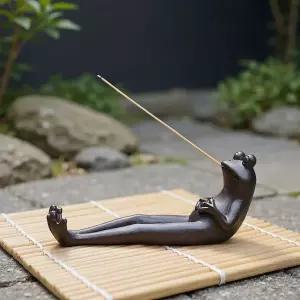 개구리 향로 홀더 세라믹 재 캐처 트레이 요가 명상 홈 데코용 장식용 아로마테라피 스틱 거실 사무실 또는