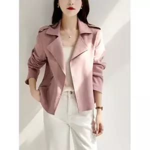 여성 가을 스웨이드자켓 코트 손질이 아우터 숏 가죽 에코 무스탕 4색 ST3