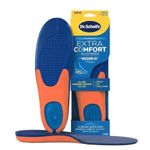 Dr. Scholl's 엑스트라 컴포트 서포트 안창 남성용, 사이즈 8-14, 1쌍: 하루 종일 편안한 신발 인서트, 마사지 젤 포함, 크고 키가 큰 90.7kg(200파운드) 이상, 넓은 발 - 남성용 아치 핏 트림