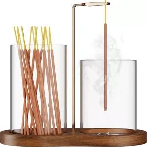 유리 재 캐처가 있는 스틱용 MKLZ 2 in 1 향 홀더 거꾸로 날아다니는 방지 인센스 스틱 버너 요가 스파