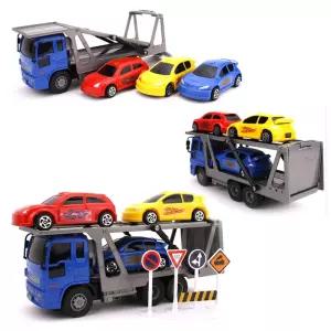 중장비 리얼액션 카캐리어 싣고 달려요 미니카를 미니카 자동차 중장비 장난감 캐리어