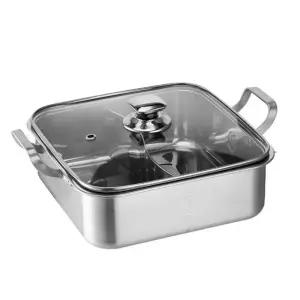 훠궈냄비 스테인리스 사각형 나눔 반반 대용량 샤브샤브 뚜껑 있는 맑은